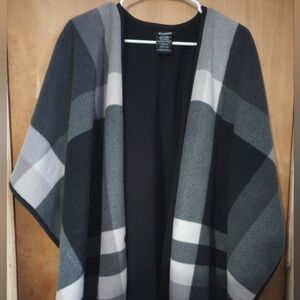 Black and Gray Plaid Poncho